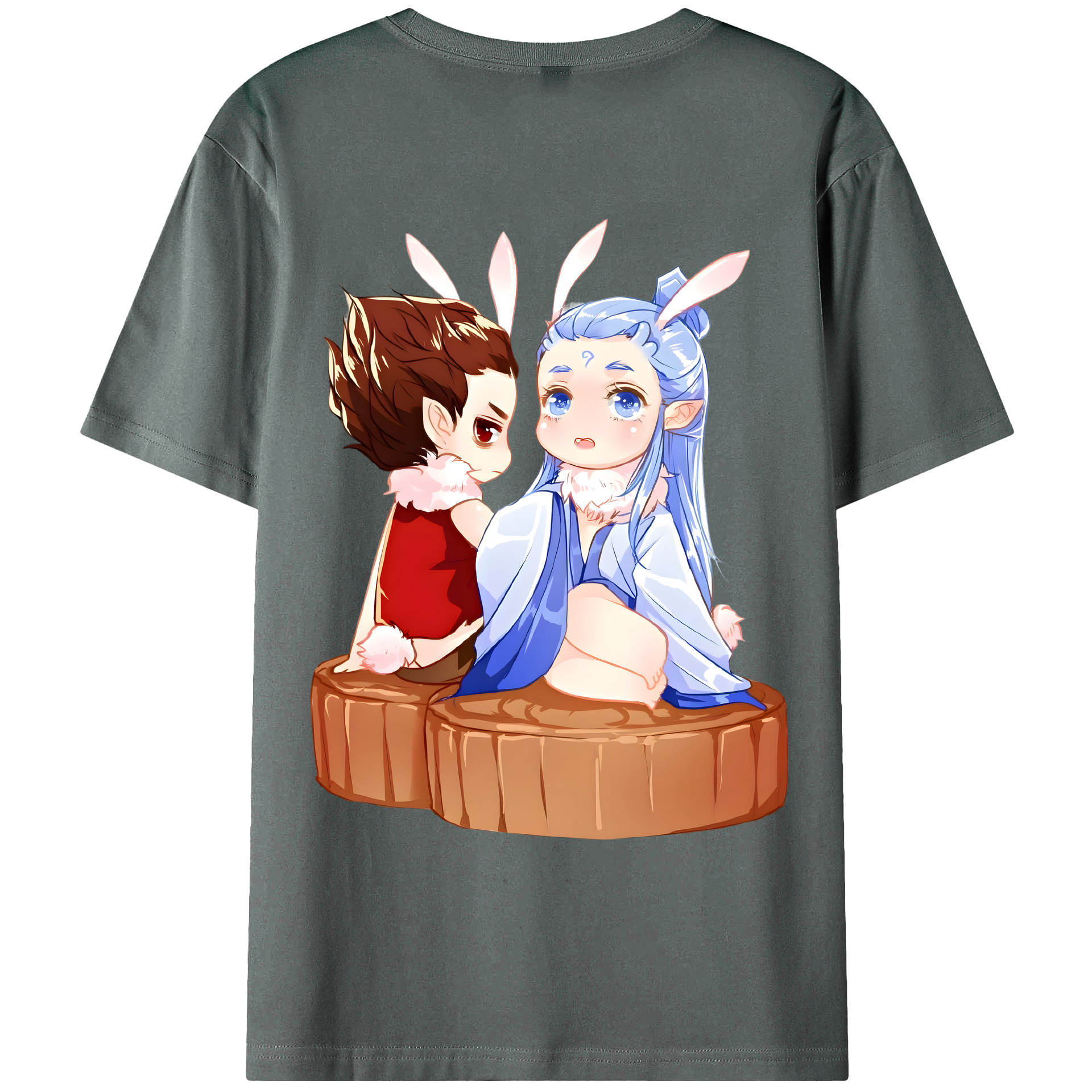 （画像用） Ne Zha 2 ナタ 魔童の大暴れ 綿100％ メンズ半袖Tシャツ（バックプリント） 通気性